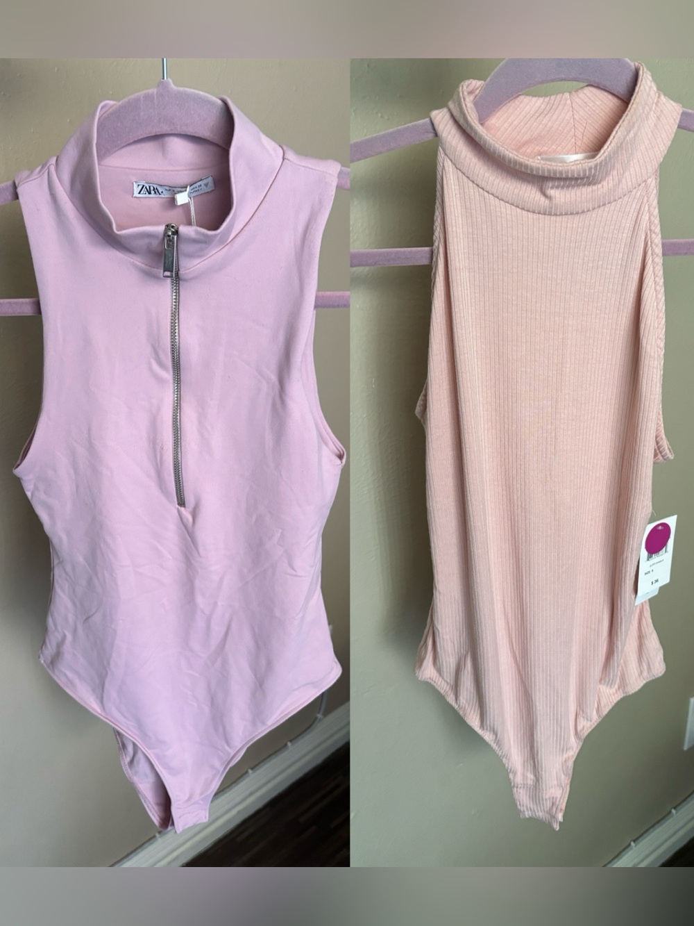 Zara (DUO) Halter orchid bodysuit & Society+Stitch Halter Lotus bodysuit Size S